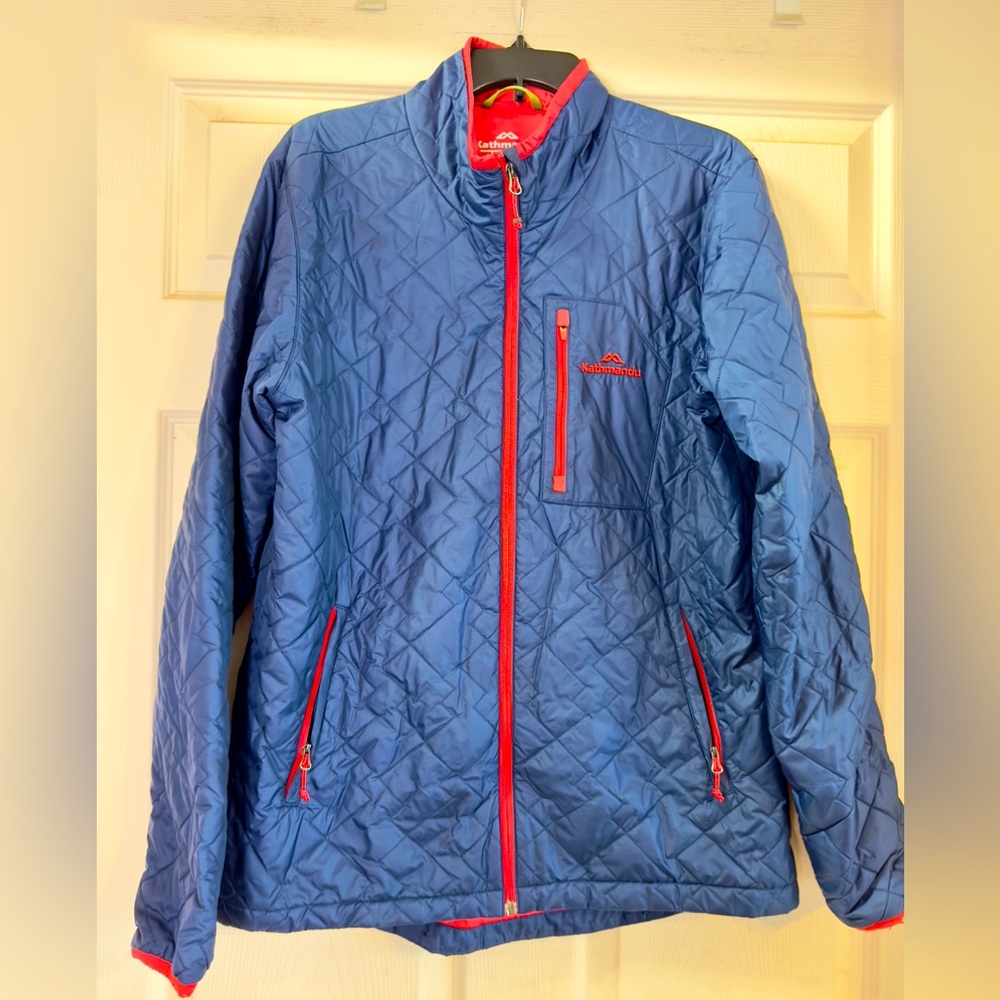 Kathmandu Men's InsoLite‎ Blue Red Performance Hiking Puffer Quilt Jacket Size L